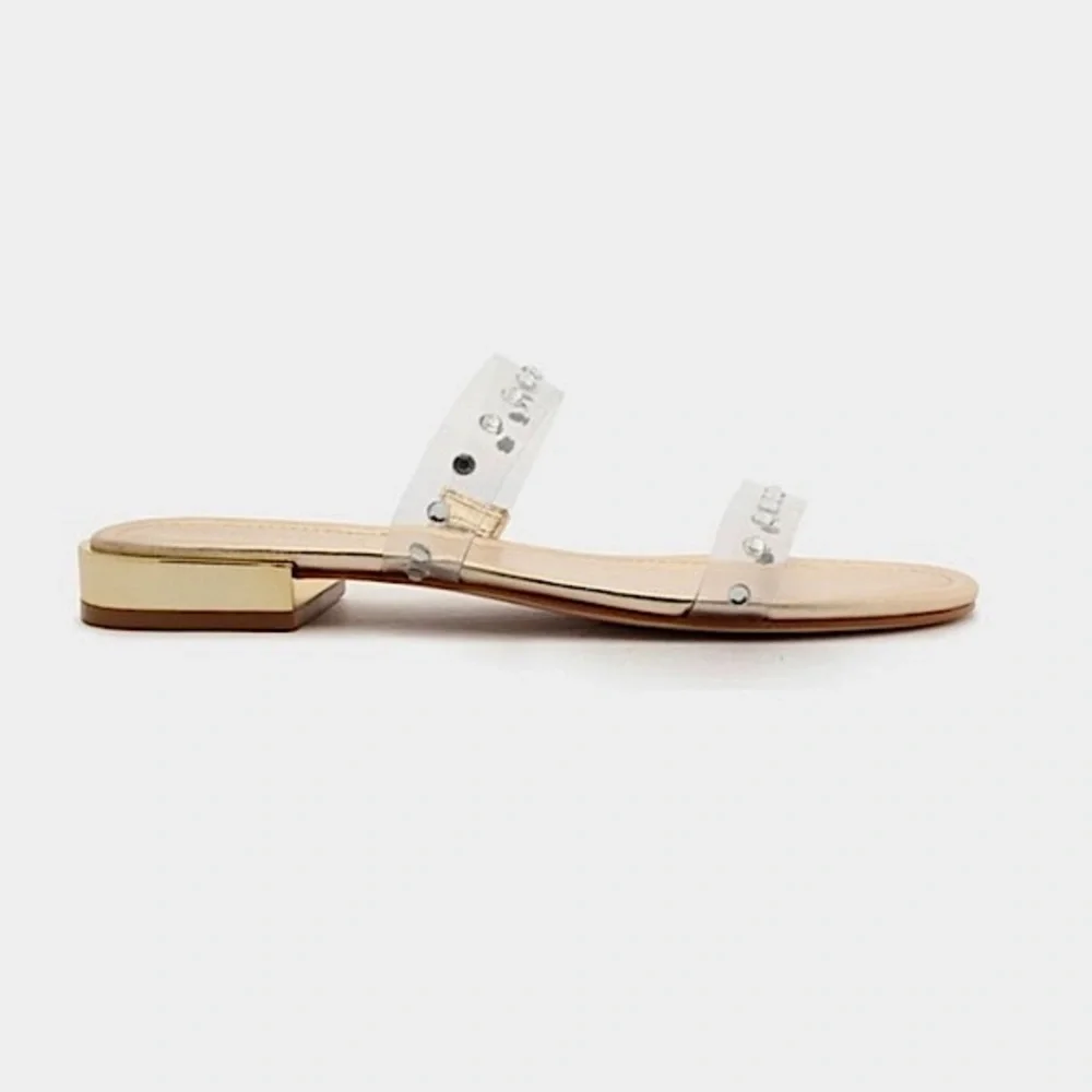 SCHUTZ Arielle Clear Slide‎ Sandal Gold